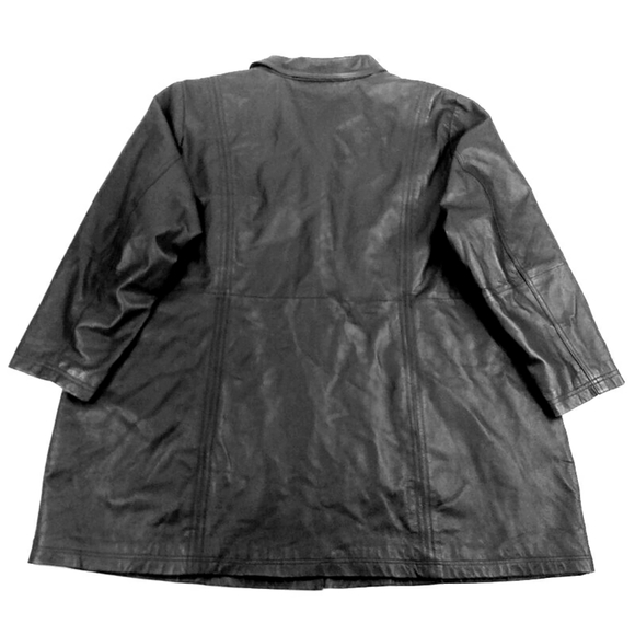 Maggie Barnes Brown Genuine Leather Button Front Long Sleeve Coat Womens Plus 4X - Picture 10 of 15
